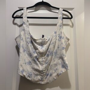 Floral Blue and White Women's corset crop top